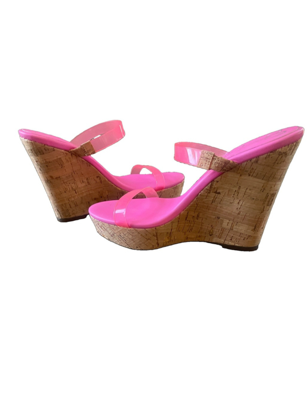 Jessica Simpson Women’s Pink/Brown Slip-On Wedge Sandals Logo Synthetic 7.5 - Picture 7 of 8